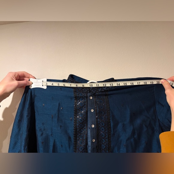 Men's Blue Kurta - Picture 11 of 16